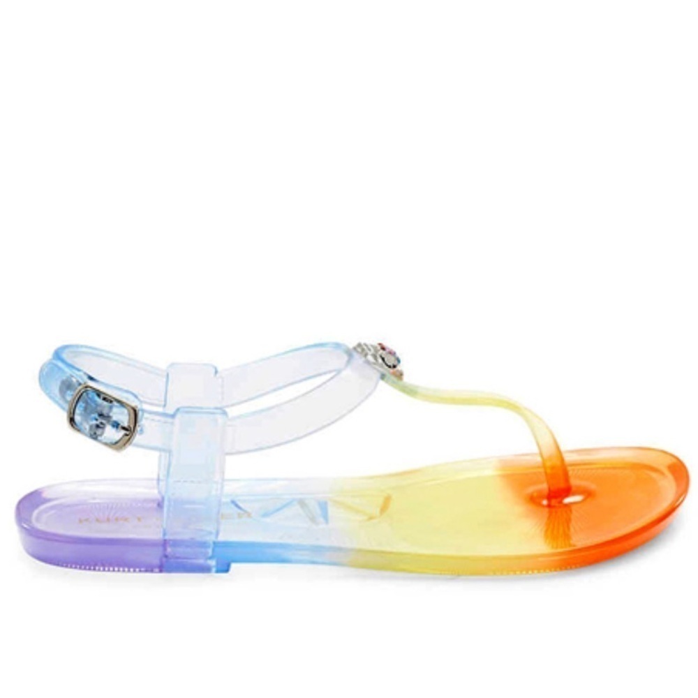 Kurt Geiger Kids Mini Maddison Multicolor Rainbow Coastal Jelly Thong Sandals - Picture 8 of 14